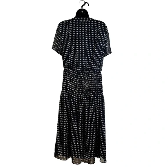 Anthro Current Air Short Sleeve Button Down Semi-Sheer Polka Dot MIDI Dress Sz L - Picture 9 of 14